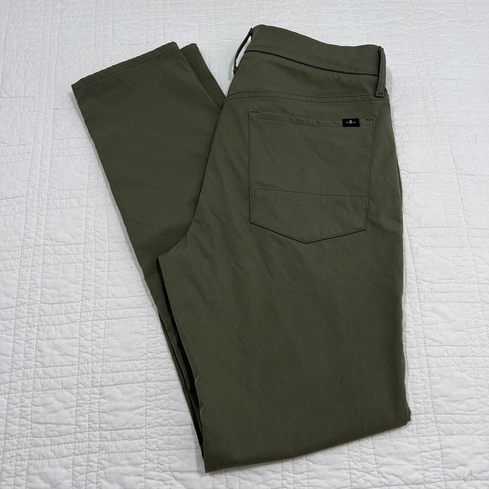 7 For All Mankind Mens Olive Green Tech Pants Slim Straight 5-Pocket Size 32